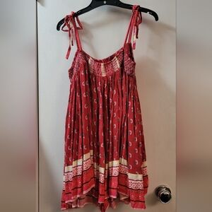 Boho Red Floral Dress